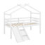 Lit mezzanine bas avec glissade, échelle, barrières de sécurité, cadre de toit de maison-1311862243
