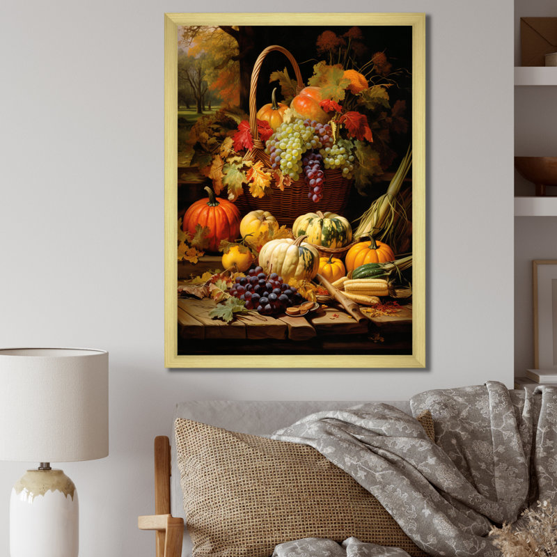 Binnett Food Autumn Harvest II, H 32 po x l 16 po x P 1 po, Encadrement doré