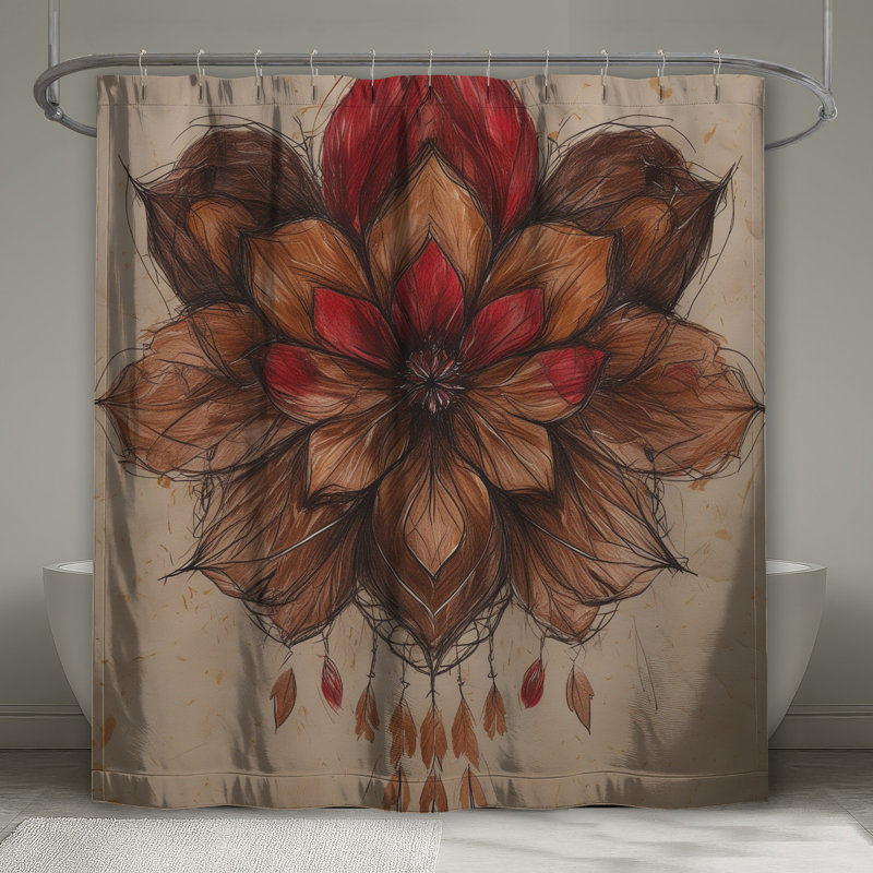 Rideaux de douche complexes à motif de mandalas extra longs, L 70 po x H 72 po