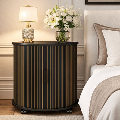 Mid-Century Cylinder Nightstand with Charging Station