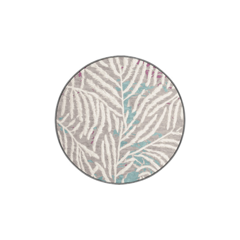 Tapis gris lavable à la machine, Rond 4 pi