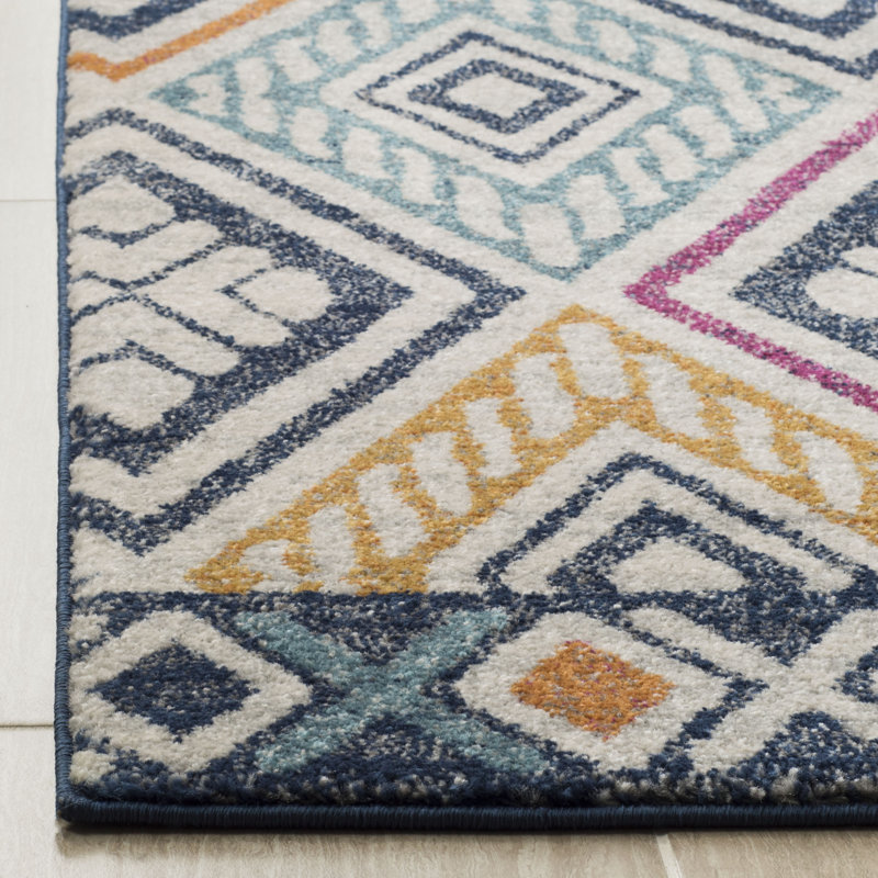 Tapis bleu marine / ivoire Allard Ikat, Rectangle 3 pi x 5 pi
