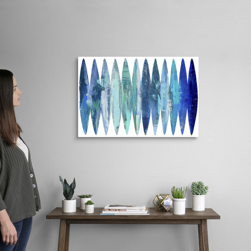 «Abstract Surfboard Blues» par David Moore - reproduction d'art, Toile tendue, H 20 po x l 30 po, Sans cadre