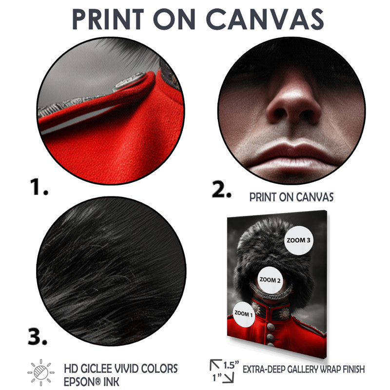 Royal British Guardsman Photo II - armée, impression d'art mural, H 20 po x l 12 po x P 1 po, Toile encadrée noire simple