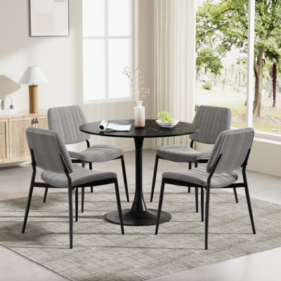 Ensemble de table et chaises de salle à manger à piédestal moderne 5 pièces