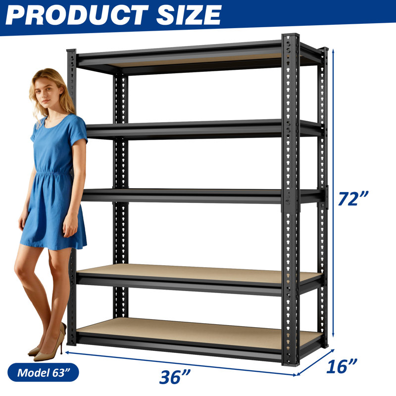 Adaeze Heavy Duty Garage Shelving, Adjustable Metal Storage Shelves, 72" H x36" W x 12" D