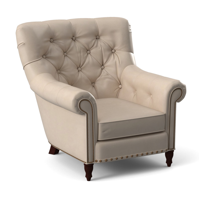 Kirby Leather Club Chair, #9 & #54 Pewter, Aline Light Gray Stonewash Genuine Leather, Mahogany