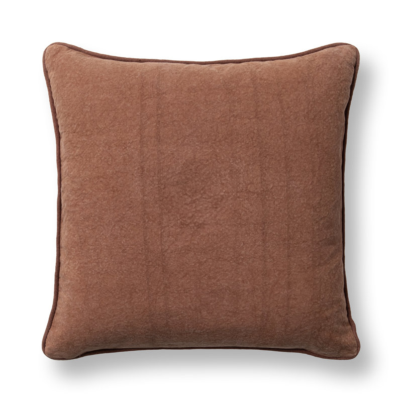 Folly Linen Fabric Hand Embroidered Throw Pillow, Mahogany
