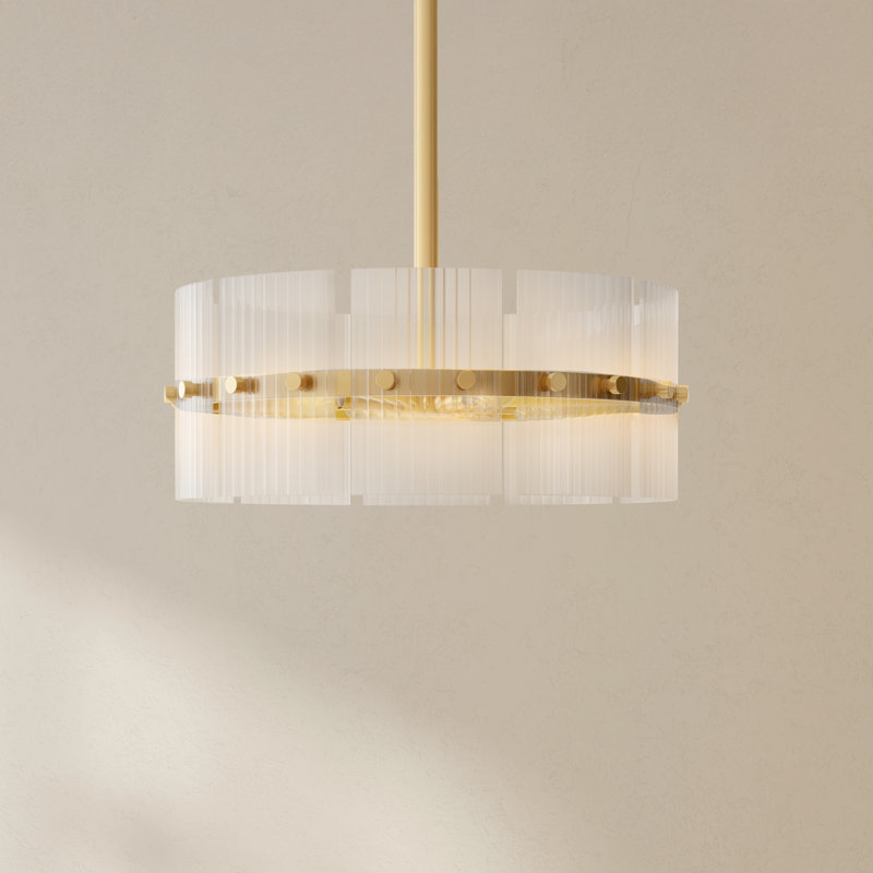 Luminaire suspendu contemporain à quatre lumières, Or doux