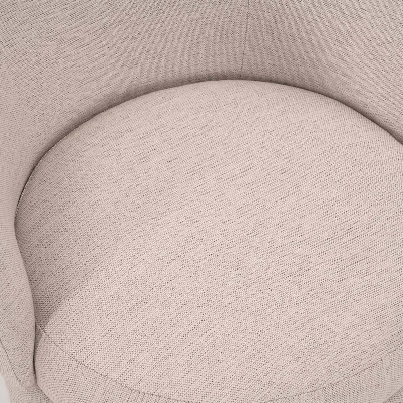 Upholstered Swivel Barrel Chair, Light Beige Linen