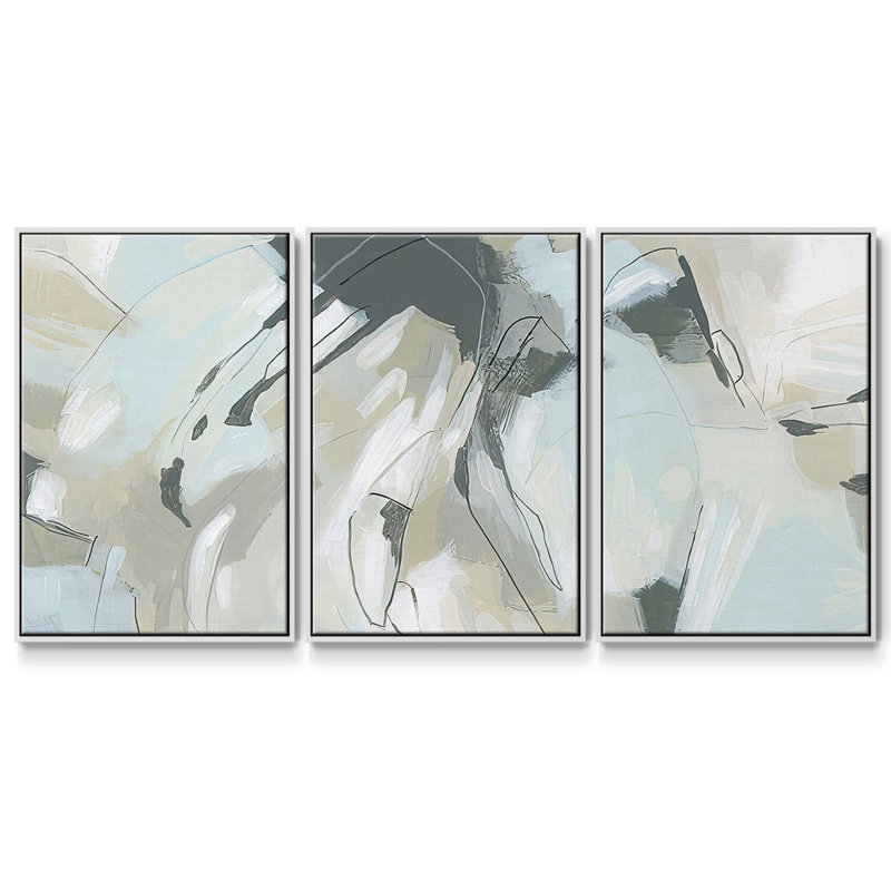 Shadow Cycle VI - Toile encadrée multi-pièces, H 36 po x l 75 po x P 2 po, Blanc