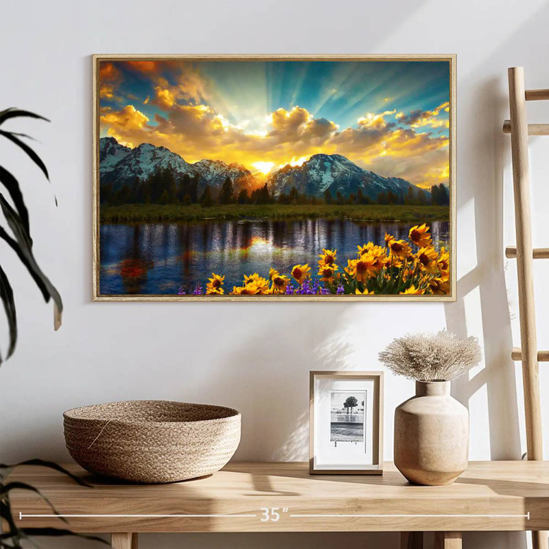 Grand Teton, Cadre flottant en bois naturel, 25 po x 17 po