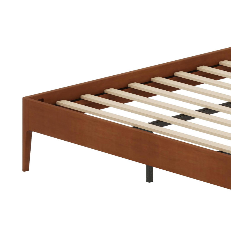 Modern Minimalist Platform Bed with Reinforced Slat Support System for Quick Assembly, Brown
