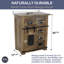 Armoire de rangement en bois de manguier rustique avec porte de grange coulissante et tiroirs de rangement