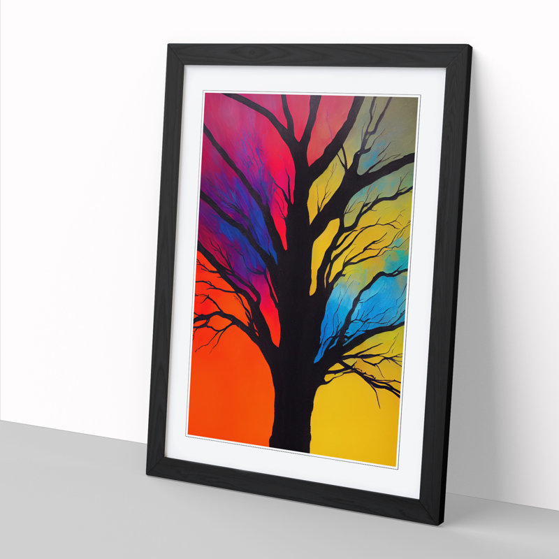 FRM-V0523-33X Abstract Tree Vol.4 1 Piece Single Picture Frame Wall Art, 64cm H x 46cm W x 2cm D, Walnut Framed