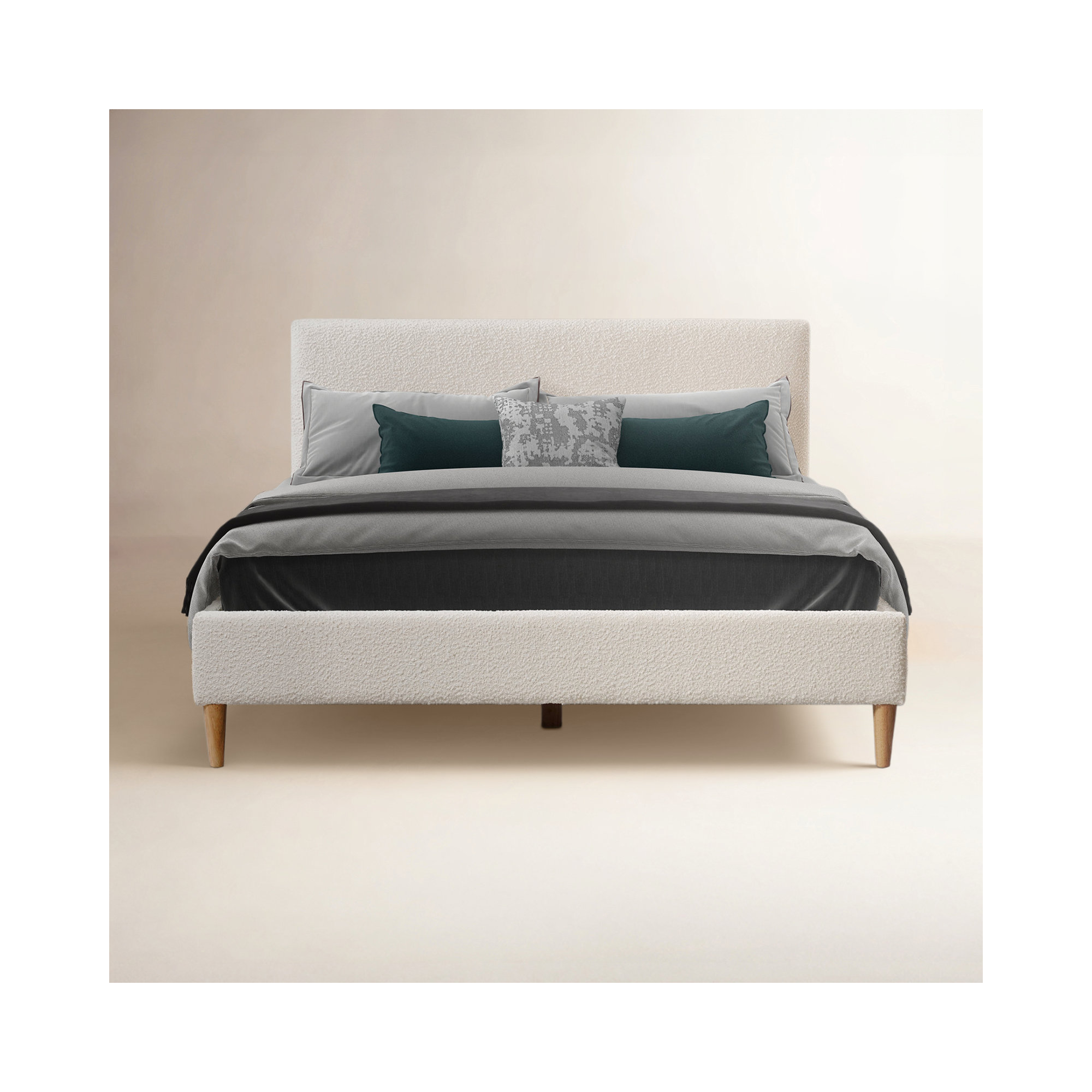 Nova Boucle Platform Bed, White, Full / Double