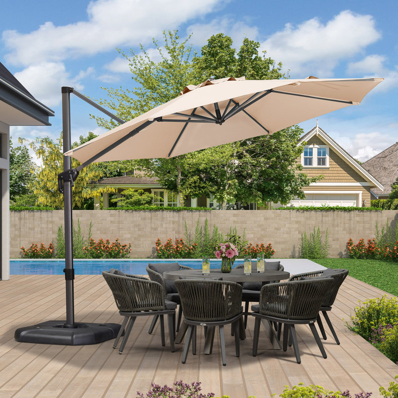 Cantilever Parasol, Grey, 274.3cm H x 335.3cm W x 335.3cm D