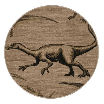 Tapis beige dinosaures lavable à la machine