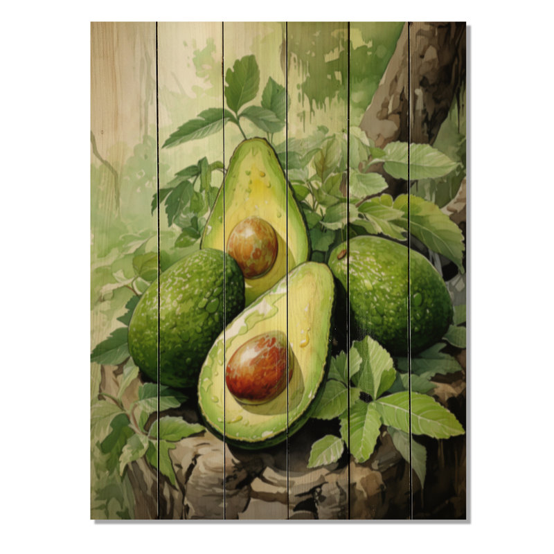 Fruit Lush Avocado I - impression sur bois sans cadre, H 20 po x l 10 po x P 0,78 po