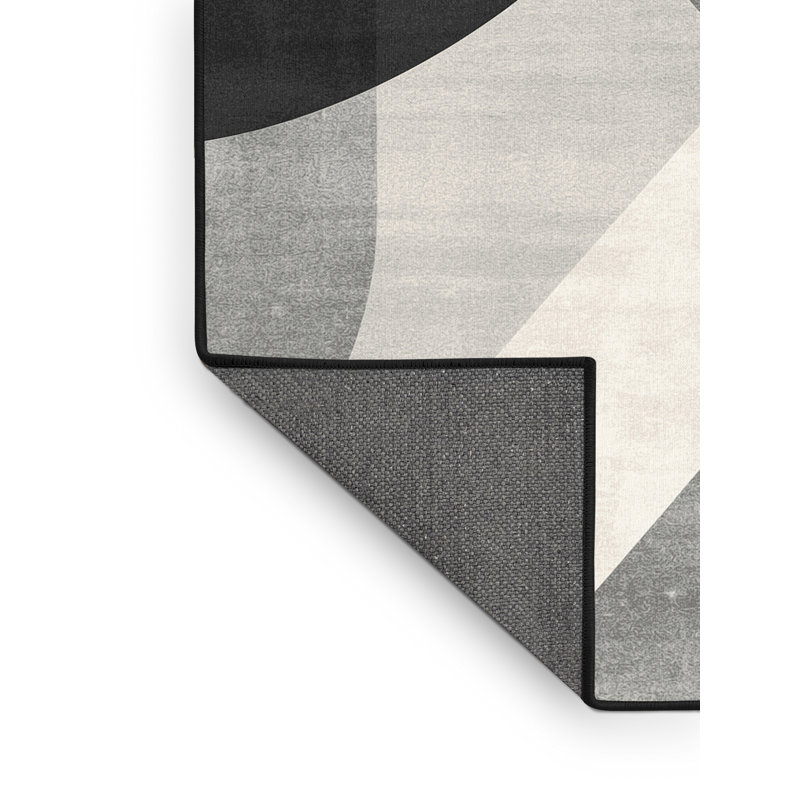 Tapis gris moelleux moelleux à motif abstrait moderne et contemporain Eatman, 7 x 10