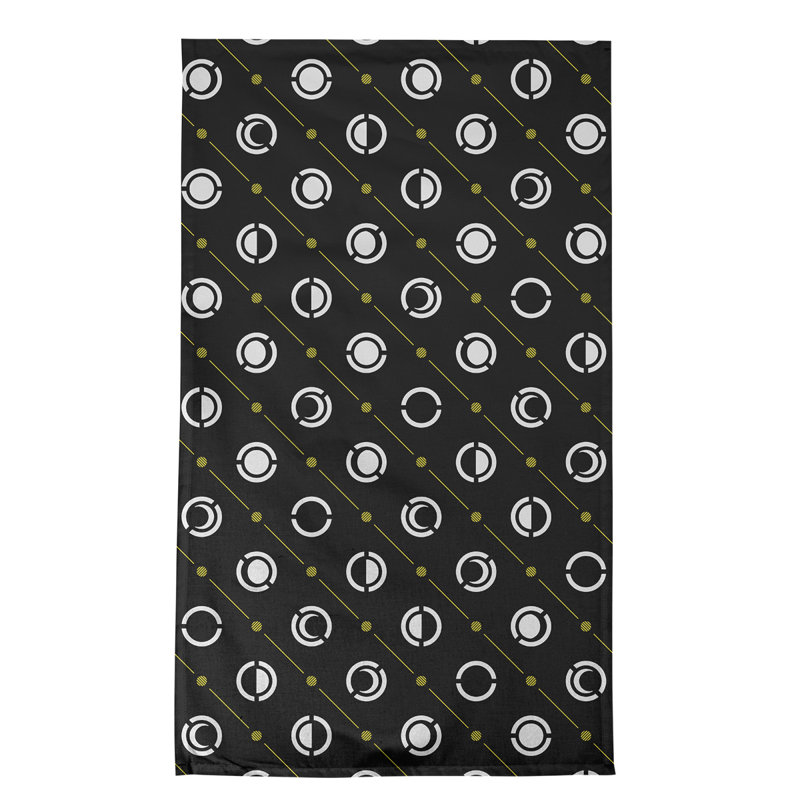 Torchon Moon phases, Noir / blanc / jaune, Croisé en coton