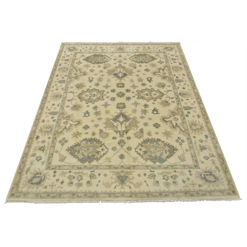 Tapis oriental traditionnel en laine noué à la main 8 pi 3 po x 9 pi Oushak