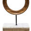 Sculpture de table moderne en bois de manguier avec tige en fer noir et base en marbre