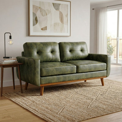 Canapé à deux places 65 pouces moderne minimaliste de 65 pouces en tissu polyester respirant et pieds en bois massif