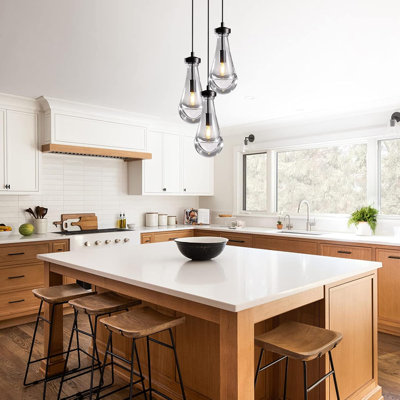 3 - Suspensions lumineuses en forme de goutte d'eau pour îlot de cuisine (ampoules incluses)