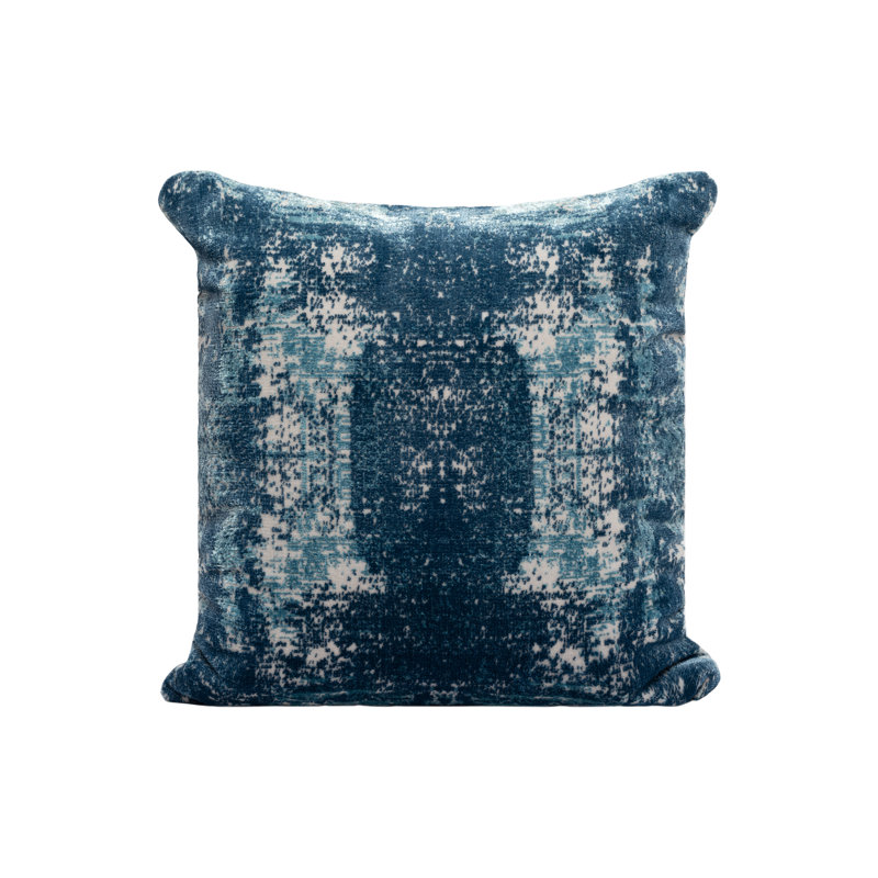 Blue and Ivory Abstract Acrylic Blend Square Throw Pillow 20" x 20"