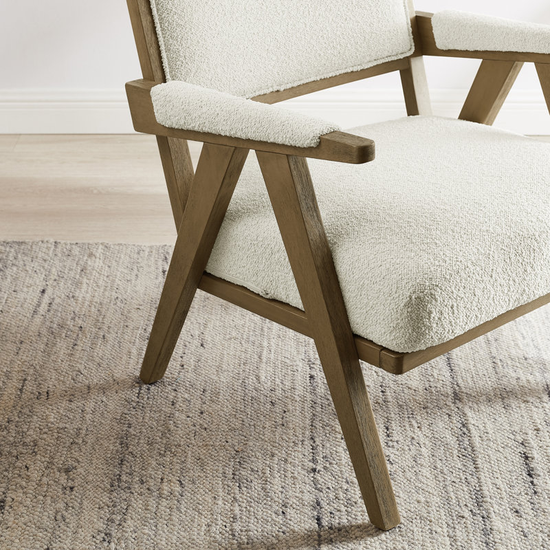 Upholstered Accent Armchair Set Of 2, White Boucle