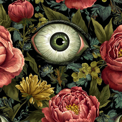 Peel and Stick Wallpaper Contact Paper Mystical Mysterious wallpapers fantastic flowers Floral dark Self Adhesive and Removable 24in x 118in(60x300cm)