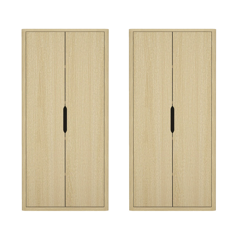 Bibliothèque moderne à 5 tablettes avec portes en chêne naturel H 79 "x l 38" Rivington, Chêne naturel