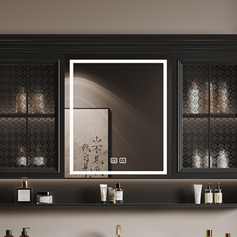 Armoire de salle de bain rétro française, H 33,5 po x l 63 po x P 21,7 po, Noir