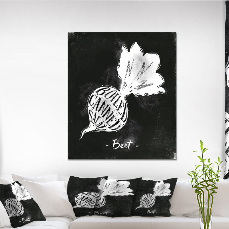 Planche de découpe betterave-impression d’art graphique, H 40 po x l 30 po x P 1,5 po, Toile tendue