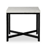 Hammered Iron End Table-White Marble
