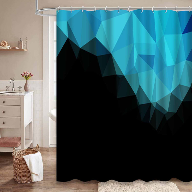 Rideau de douche hexagonal clair en mosaïque géométrique avec 12 crochets, L 72 po x l 84 po