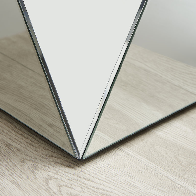 Emerson Mirrored Bedside Side Table Geometric Design