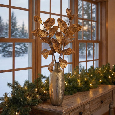 37" Gilded Magnolia Leaf Spray