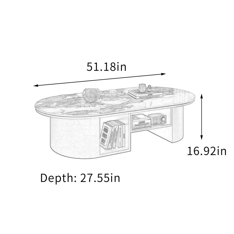 Table basse ovale en ardoise