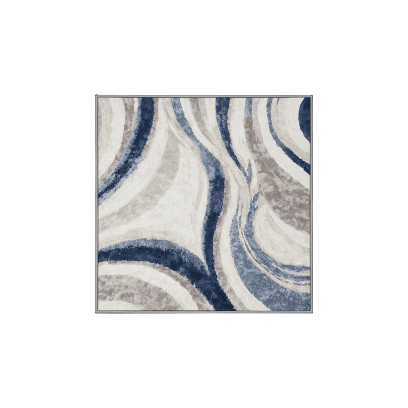 Tapis gris lavable à la machine, Carré 5 pi
