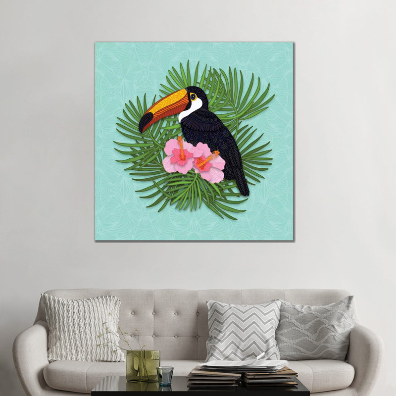 «Toucan Summer» par Angelika Parker, impression, Aucun mat, Toile tendue, H 48 po x l 48 po x 1,5 po