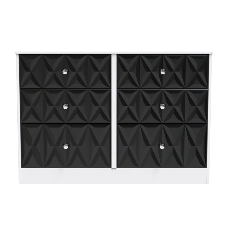 Ceinwen 115cm W 6 - Drawer Chest of Drawers, Deep Black/White