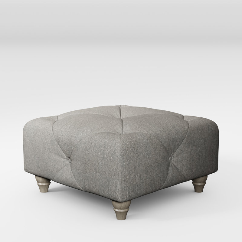 Ellrich 65cm Wide Tufted Rectangle No Pattern Footstool Ottoman, Washed Oak, Granite