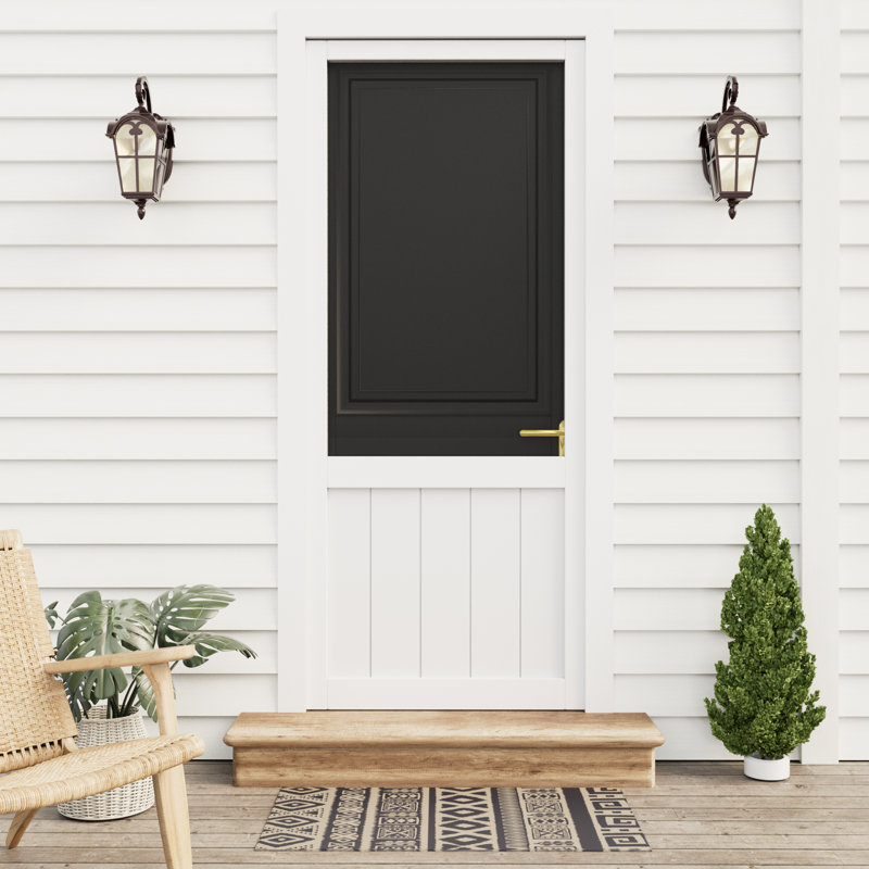 Screen  Half Lit 80-In Height White Primed Screen Door Slab Only, 80" H x 30" W