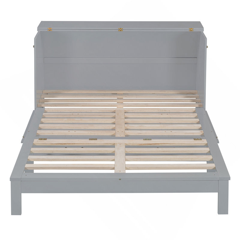 Grand lit escamotable gris avec tiroirs de rangement spacieux, Gris