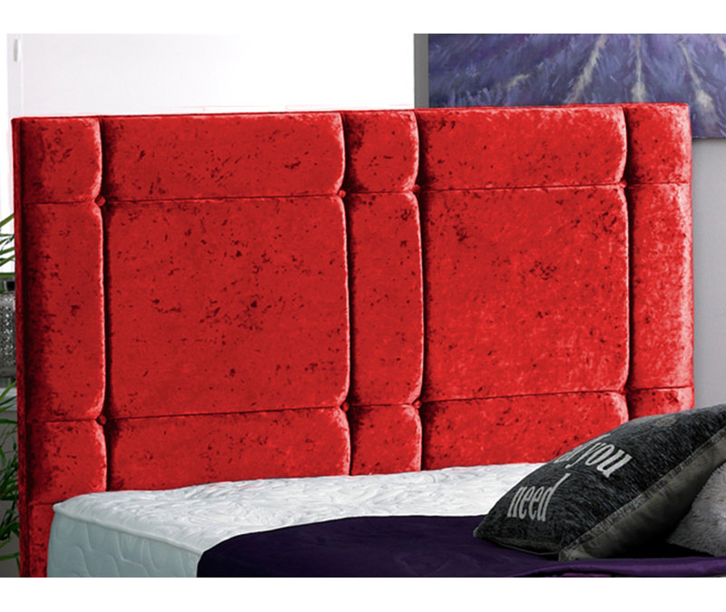 Uma Upholstered Bed, Super King (6'), Red Crush Velvet