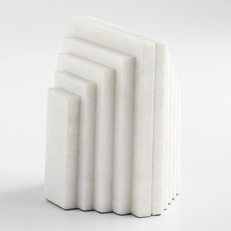 Epilogue Marble Non-skid Bookends, White