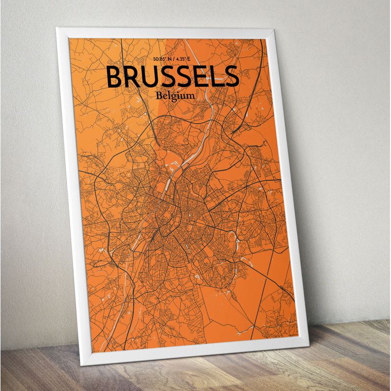 Brussels City Map - No Frame Print, 70.1cm H x 50cm W x 0.13cm D