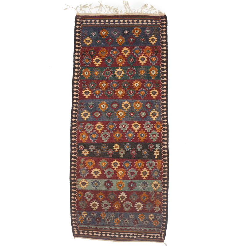 Tapis de couloir oriental multicolore fait à la main 5 x 11 po Tribal